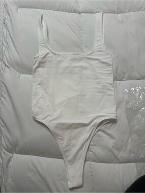 White Scoop Neck Women's Bodysuit Tank Style 038